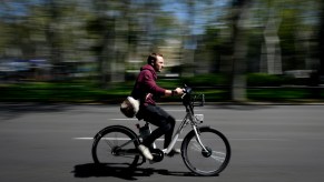 electric bicycle riding in the city