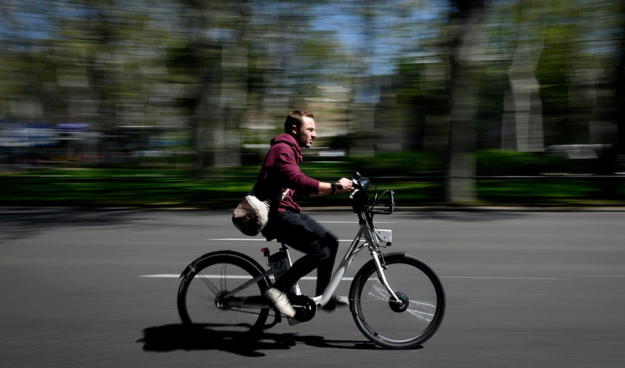 electric bicycle riding in the city