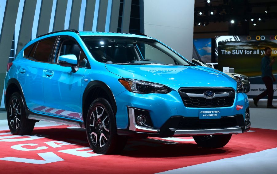 The 2019 Subaru Crosstrek Plug-In Hybrid on display in Los Angeles, California