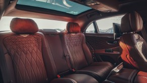 The 2020 Bentley Flying Spur's dark-brown quilted leather rear car seats