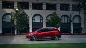 2020 Chevrolet Bolt EV parked in front of a building