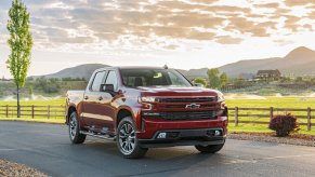 2020 Chevrolet Silverado Diesel driving on a farm