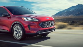 2020 Ford Escape driving in the desert and there's a mountain