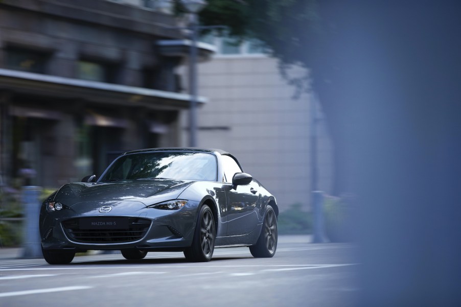 2020 Mazda Mx-5 Miata driving around downtown