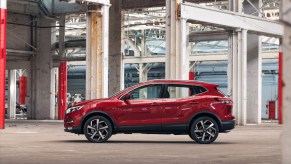 2020 Nissan Rogue Sport inside of an industrial complex with steel beams