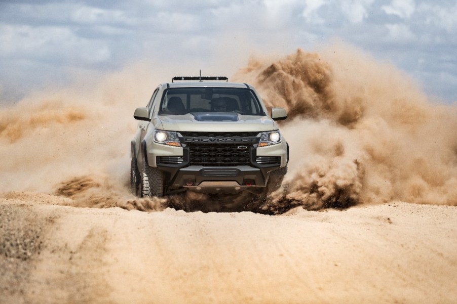 2021 Chevrolet Colorado ZR2 driving through the desert