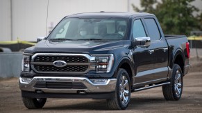 The 2021 Ford F-150 King Ranch Truck appears at the Ford Built for America event at Ford’s Dearborn Truck Plant