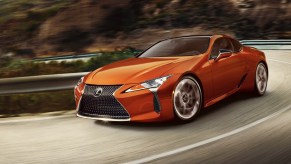 An orange 2021 Lexus LC 500 on a corner