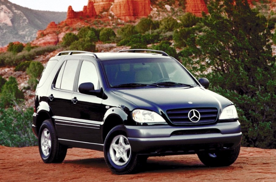 ML320 1999 model year press photo in a scenic desert landscape