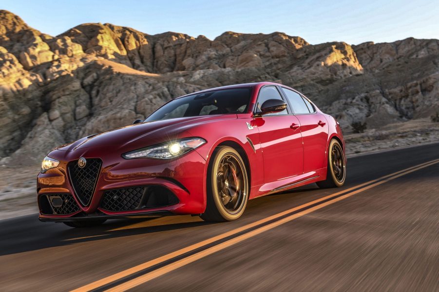 The Alfa Romeo Giulia Quadrifoglio uses a Ferrari-derived V6 and proudces over 505 hp.