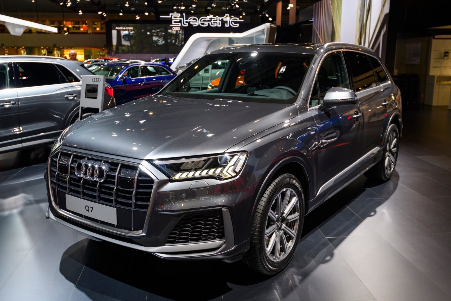 Audi Q7 compact luxury SUV on display at Brussels Expo