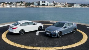 BMW 2 Series parked on a helicopter pad