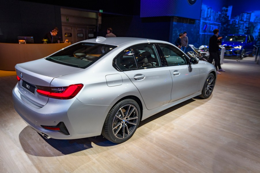 BMW 3 Series sedan on display at Brussels Expo