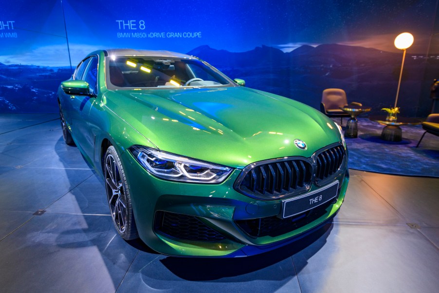 BMW 8 Series M850i xDrive Gran Coupe fastback on display at Brussels Expo