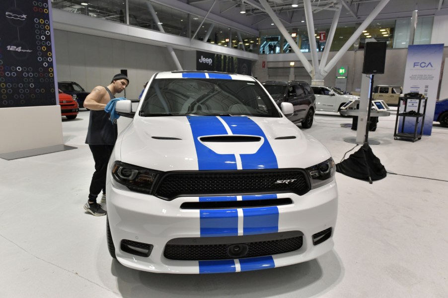 A Dodge Durango SRT on display at an auto show