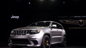 Powering the 2021 Jeep® Grand Cherokee Trackhawk is a supercharged 6.2-liter V-8 engine delivering 707 horsepower and 645 lb.-ft. of torque