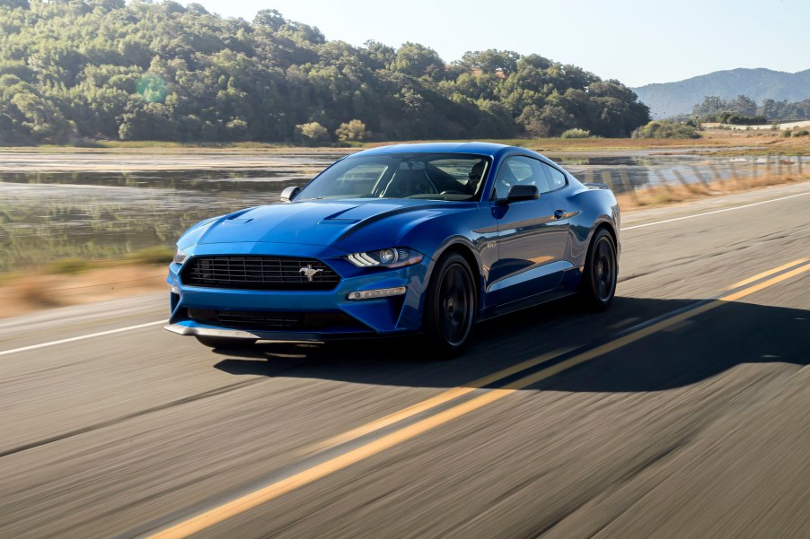 High Performance Package adds Mustang GT brakes, and GT Performance Package aerodynamics and suspension components to make it the highest-performing production four-cylinder Mustang ever.