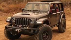 The black Jeep Wrangler 392 Concept in the desert