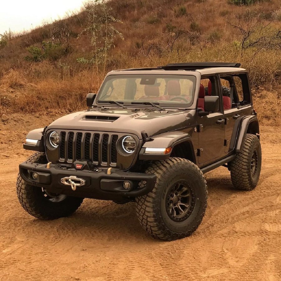 The black Jeep Wrangler 392 Concept in the desert