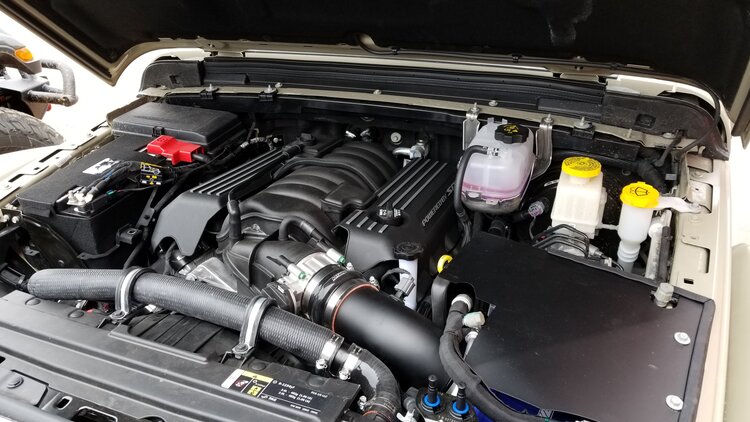 Under the hood of a Jeep-Hemi engine conversion.