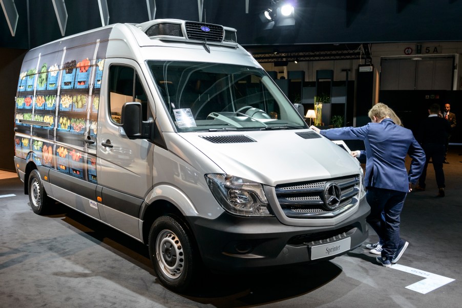 Mercedes-Benz Sprinter panel camper van light commercial vehicle on display at Brussels Expo