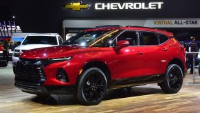 A new Chevy Blazer on display at an auto show