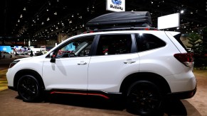 2020 Subaru Forester on display at an auto show