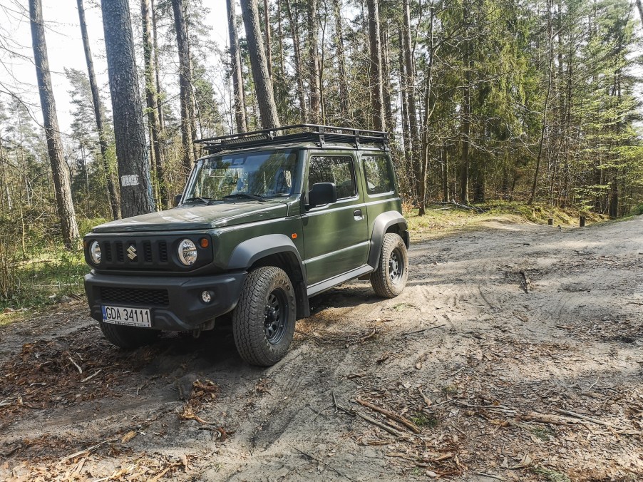 Nato green colored New Suzuki Jimny 4x4 is seen in Otomin