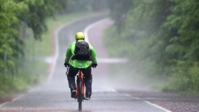 electric bicycle driving down a country road