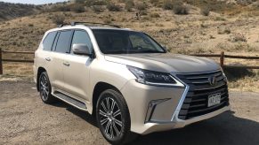 A tan 2020 Lexus LX 570 off-road.