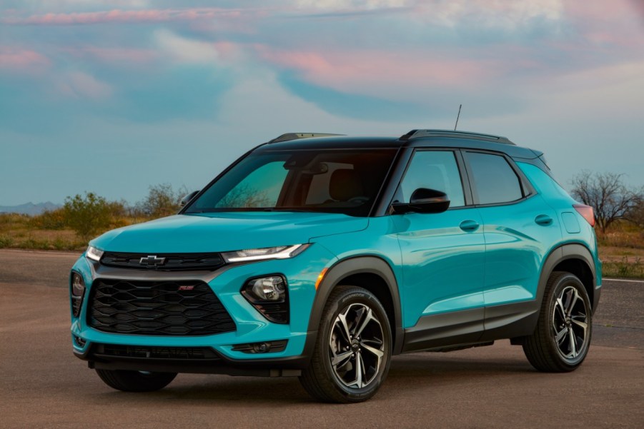 The 2021 Chevy Trailblazer parked on display