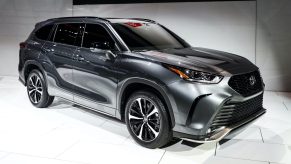 Toyota's 2021 Highlander XLE is displayed at the 2020 Chicago Auto Show Media Preview