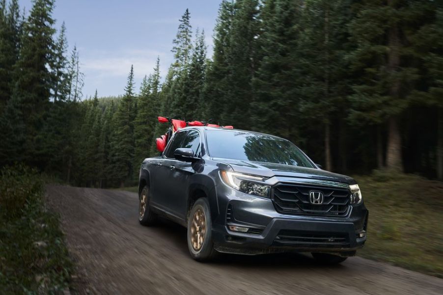 2021 Honda Ridgeline driving on dirt road