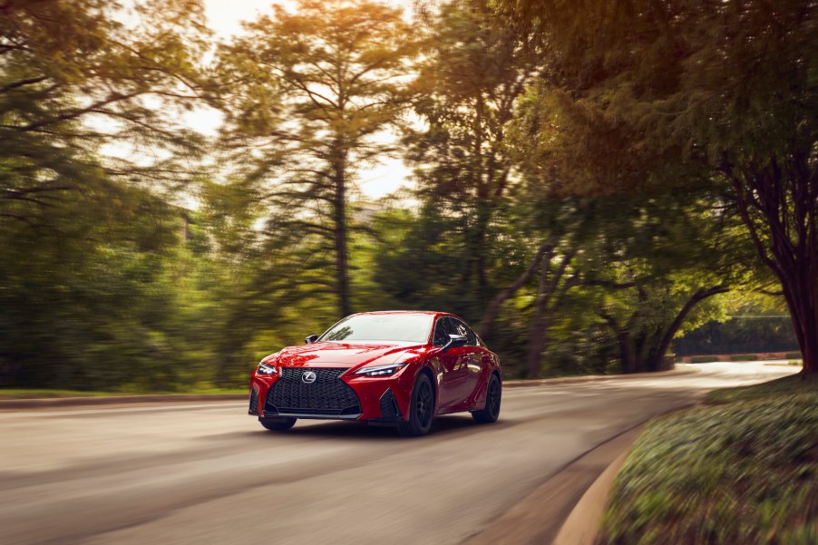 A photo of the 2021 Lexus IS outdoors.