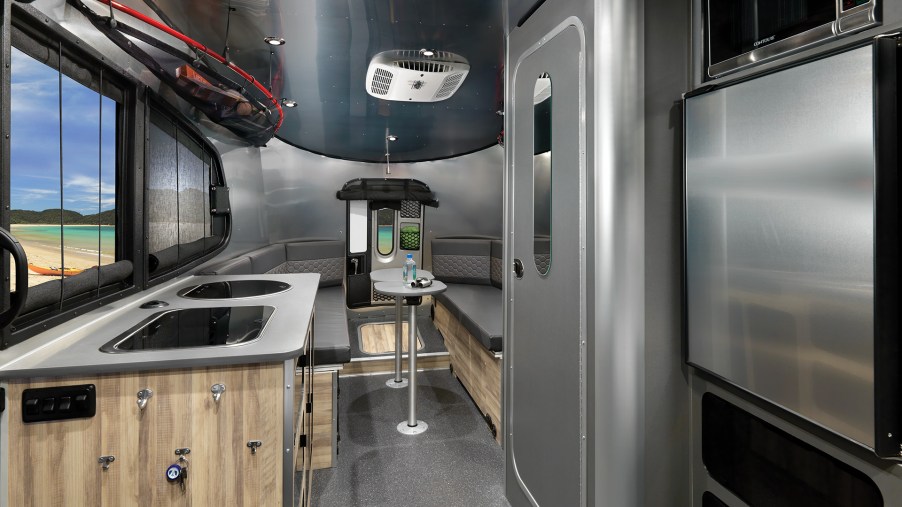 The kitchenette inside off a Basecamp 20X model