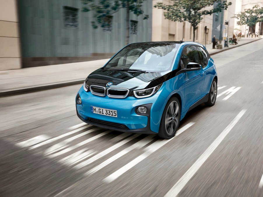 BMWi3 driving down street