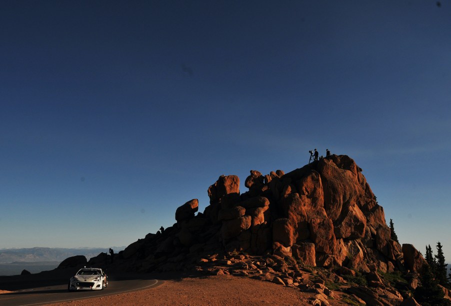 Toshiki Yoshioka, driver of the #104 Subaru BRZ, practices for the Pikes Peak International Hill Climb