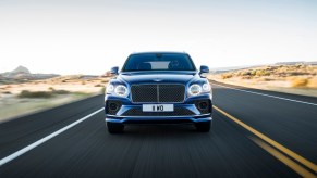 A photo of the Bentley Bentayga on the road.