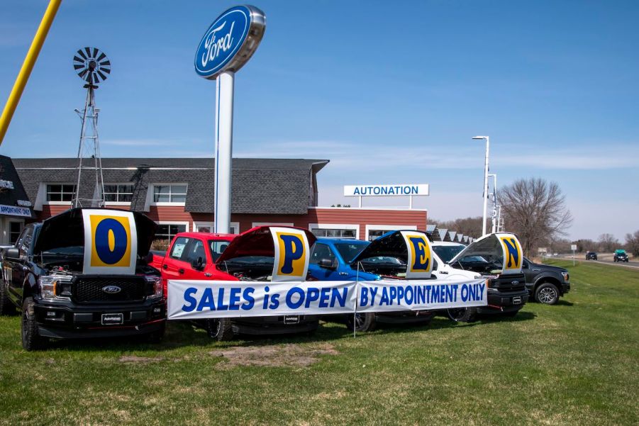 A photo of a Ford dealership.