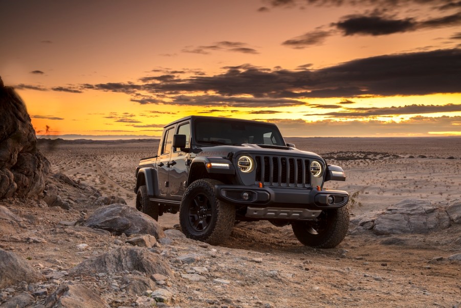 The Jeep Gladiator is a pickup truck version of the Wrangler.