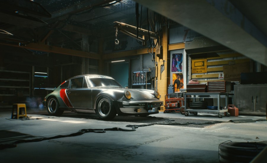 A rendering of the 1977 Porsche 930 911 Turbo in Cyberpunk 2077