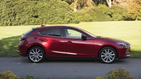 A Mazda3 hatchback on display