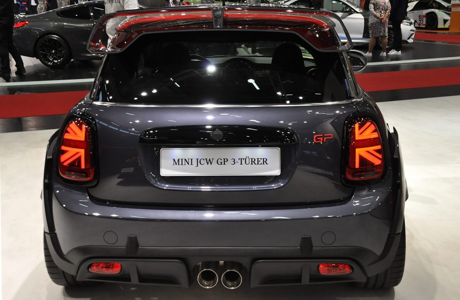 A Mini JCW GP on display at an auto show