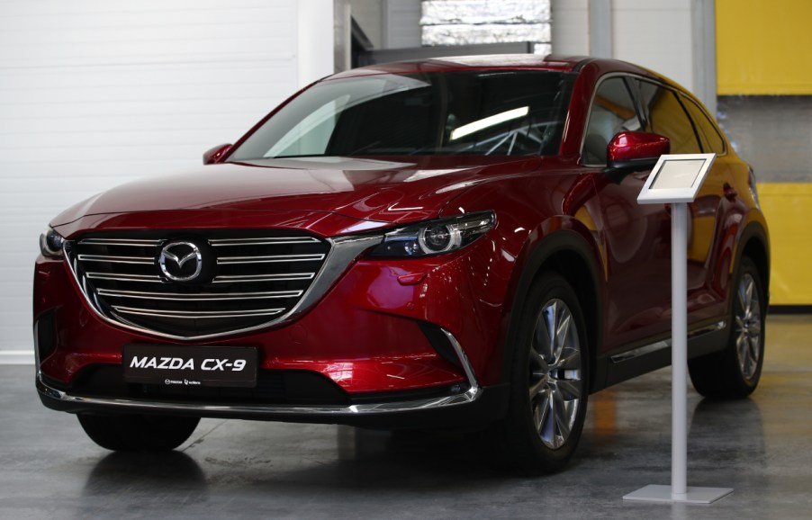 A red Mazda CX-9 on display