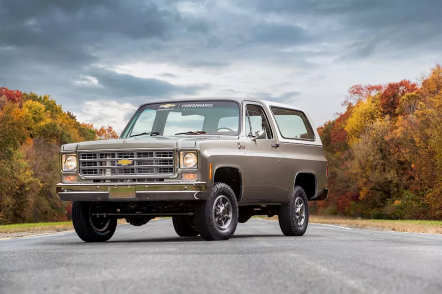 eCrate 1977 Chevy Blazer Concept parked on road