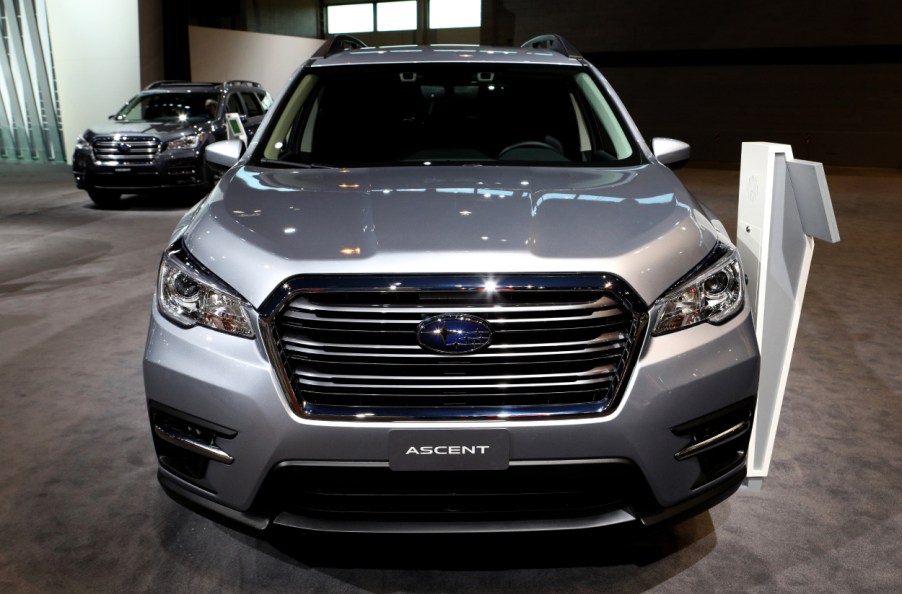 A Subaru Ascent on display at an auto show