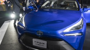 A Toyota Mirai on display at an auto show