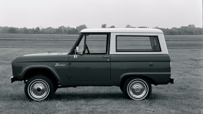 1966 Ford Bronco with bolt-on steel cab rides high, wide, and handsome.