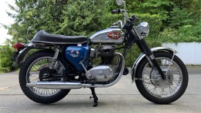 A silver 1968 BSA 650 Lightning