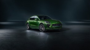 A green 2020 Porsche Macan on display